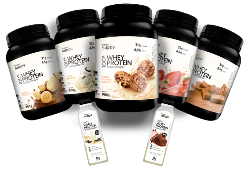 todos os produtos da linha whey smartfit supps